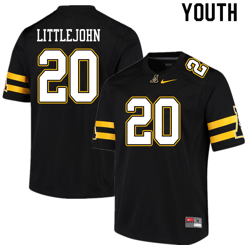 Youth #20 Je'Mari Littlejohn Appalachian State Mountaineers College Football Jerseys Sale-Black